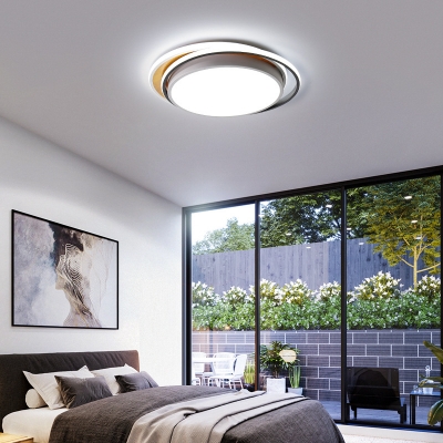 Nordic Style Black/White Ceiling Lighting with Acrylic Shade LED Wood Flush Mounted Light