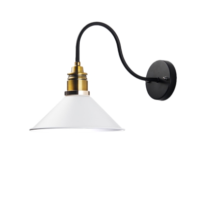 Single Bulb Cone Sconce Light Modern Industrial Metal Gooseneck Sconce Light Fixture