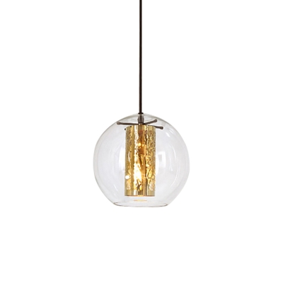 1 Light Global Hanging Pendant Light with Etched Cylinder Shade Modern Decorative Hanging Light
