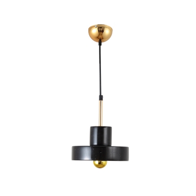 1 Light Marble Pendant Lamp with Hat Design Post Modern Indoor Hanging Light in Gold