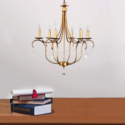 Candle Pendant Lighting French Vintage Metallic 6 Lights Decorative Chandelier