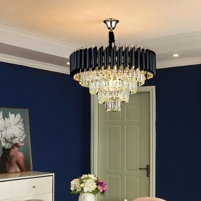 Clear Crystal Tiered Chandelier Lighting Modern Luxury 8 Light Pendant Lamp