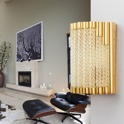 Contemporary Wall Lighting Aluminum and Glass Creative Sconce Light Fixture in Gold for Living Room