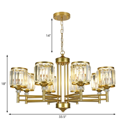 Cylinder Pendant Chandelier Mid-Century Crystal and Metal Pendant Lights for Kitchen Dining