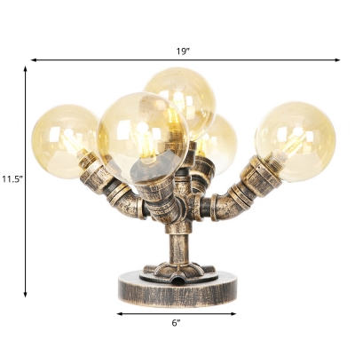 Loft Industrial Plug in Accent Lamp Metal and Glass Pipe Accent Table Lamp for Bedroom