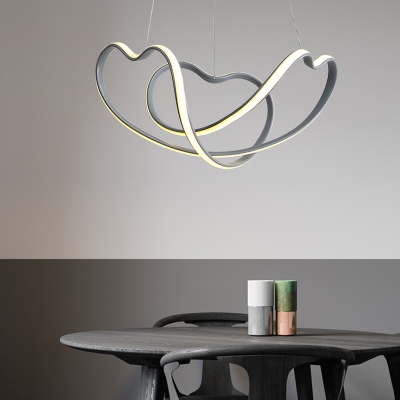 Loving Heart Hanging Ceiling Light Modern Simple Led Acrylic Chandelier Lighting in Gray