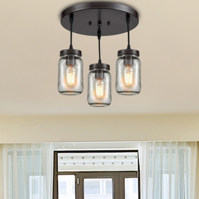 Mason Jar Ceiling Light Fixtures Contemporary Glass 3 Lights Semi Flush Light For Dining Room Beautifulhalo Com