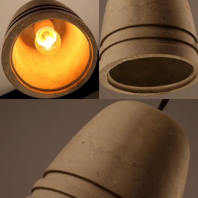 Modern Bell Shape Light Fixture Cement 1 Bulb Hanging Ceiling Lights with Adjustable Cord