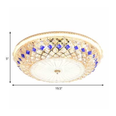Multi Colored Round Ceiling Light Fixtures Modern Crystal 1 Light Unique Lighting Fixture for Bedroom