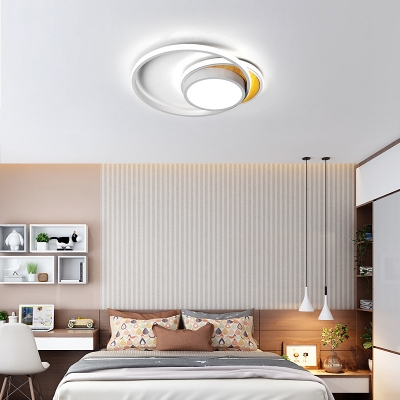 Nordic Circular Flush Mount Ceiling Light Wood Canopy Led Black