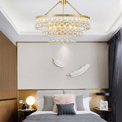 Raindrop Crystal Glass Hanging Lamp Modern Creative 3-Tier Pendant Ceiling Lights for Bedroom