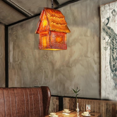 Resin Small House Pendant Light Fixtures Modern Industrial 1 Head Hanging Ceiling Light for Restaurant