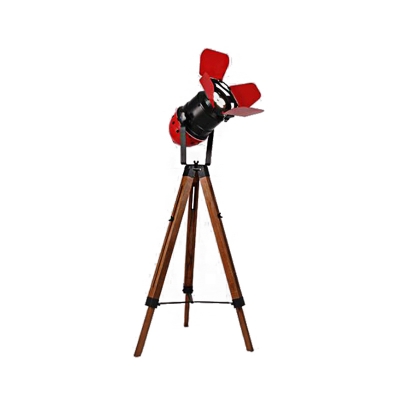 Retro Creative Desk Lamp Iron and Wood Accent Table Lamp with Tripod for Bedroom and Study