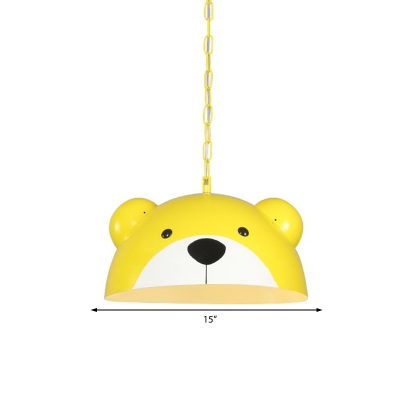 Single Head Bear Pendant Lamp with Hanging Chain Cartoon Metal Lighting Fixture
