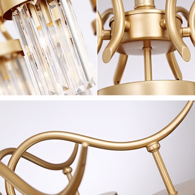 7/9 Light Cylinder Hanging Chandelier Modern Iron Crystal Chandelier Pendant Light with Adjustable Cord