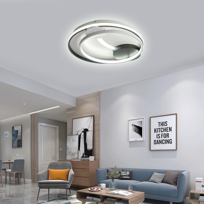 Black and White Circle Flush Mount lighting Contemporary Acrylic Ceiling Light for Living Room