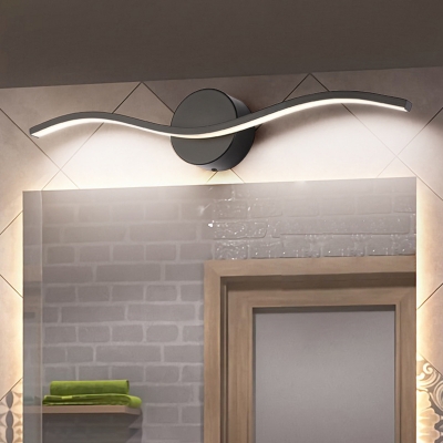Black/White Wave LED Wall Lights Modern Metal Acrylic Sconce Wall Lamps in White/Warm for Bathroom