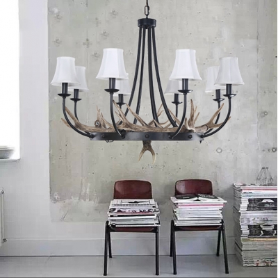 Cone Pendant Lighting with Resin Antler and Hanging Chain Multi Light Indoor Chandelier Light