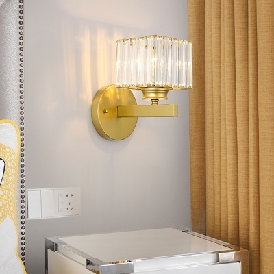 Gold/Black Crystal Sconce Light Modern Metal Single Light Wall Sconce Light Fixture for Bedroom