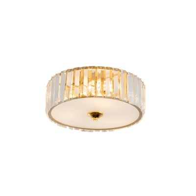 Gold Crystal Flush Mount Modern Metal Acrylic Close to Ceiling Lighting for Bedroom Living Room