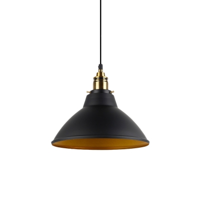 Industrial Dome Pendant Light Metal Single Bulb Hanging Light Fixture with Cage Shade for Indoor