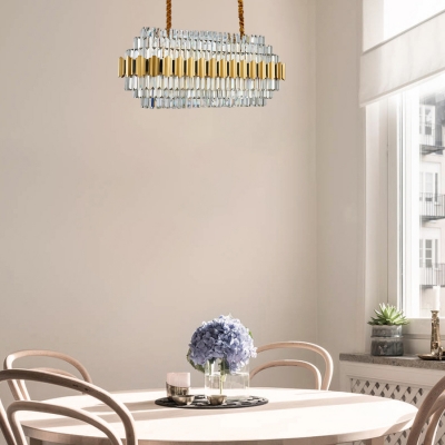Linear Hanging Pendant Light Contemporary Stainless Steel Crystal Pendant Lights for Kitchen
