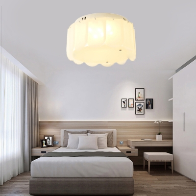 Living Room Drum Flush Mount Ceiling Light Glass Modern White Ceiling Light Fixture