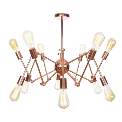 Metal Spider Shape Hanging Lamp Multi-head Modern Chandelier in Rose Gold for Cafe
