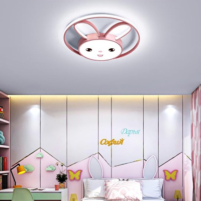 Modern Pink Flush Mount Ceiling Light Metal and Acylic 1 Light Flush Mount Lighting for Bedroom