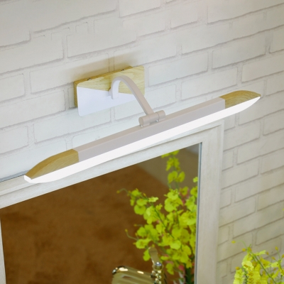 Nordic Style Wooden Sconce Wall Lights Acrylic 1 Head Linear Sconce Light Fixture in White for Bathroom