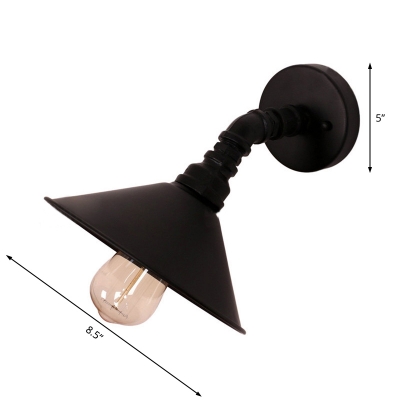 Retro Industrial Lighting Fixture Single Bulb Sconce Wall Lights with Metal Cone Shade for Foyer