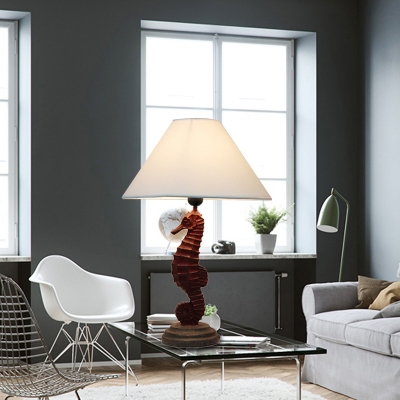 Sea Horse Accent Lamp Modern Resin and Metal 1 Light Desk & Table Lamps with Cone Shade for Bedside
