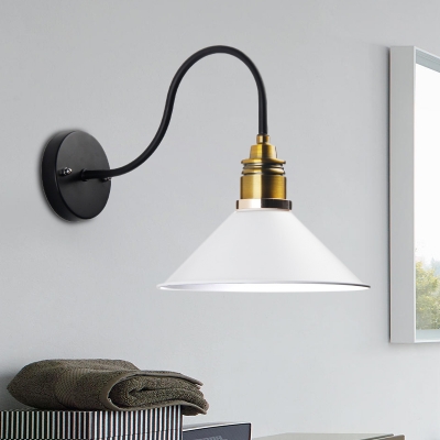 Single Bulb Cone Sconce Light Modern Industrial Metal Gooseneck Sconce Light Fixture