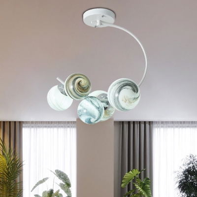 Sphere Chandelier Pendant Light Contemporary Blown Glass and Iron Swirl Chandelier Lighting Fixture
