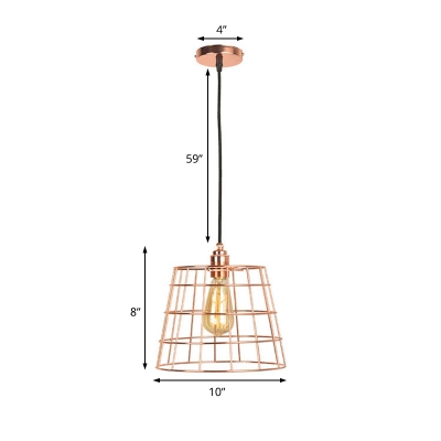 Transitional Pyramid Hanging Light Kit Iron 1-Light Hanging Light Fixture in Rose Gold for Bar