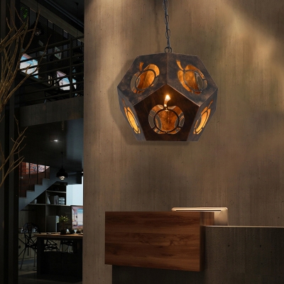 Unique Hollow Pendant Lamps Retro Style Metal 1 Head Pendant Light Fixtures for Restaurant