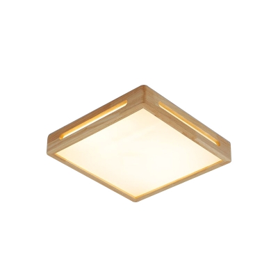 1/4/6 Bulbs Squared Close to Ceiling Lamp Contemporary Wood LED Flush Mount Ceiling Light for Living Room