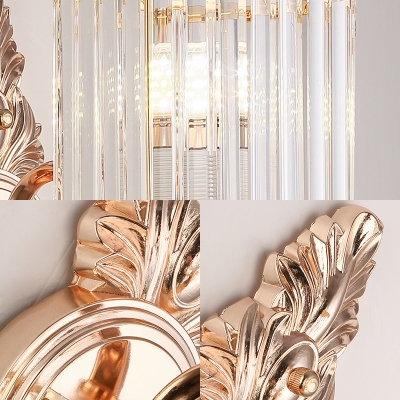 1 Light Cube Wall Light Contemporary Clear Crystal Wall Sconce in Rose Gold for Corridor Bathroom