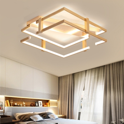 2 Tier Square Ceiling Mounted Light Modern Metal 2 Heads Gold