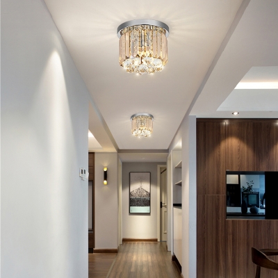 Amber Crystal Fringe Flushmount Ceiling Fixture for Foyer, Crystal Ball 2/4/6 Heads Lighting Fixture