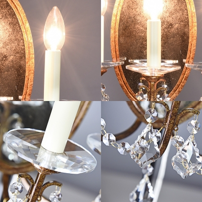 Antique Open Bulb Sconce Light with Clear Crystal Decoration 1 Head Wall Light Sconce in Aged Brass