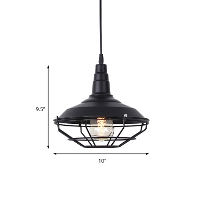 Black Barn Light Pendant Nautical Iron Single Light Hanging Cage Lamp for Living Room