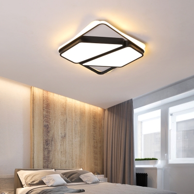 Black Geometric Flush Mount Lighting Modern Metal Led Ceiling Flush Light with Acrylic Shade