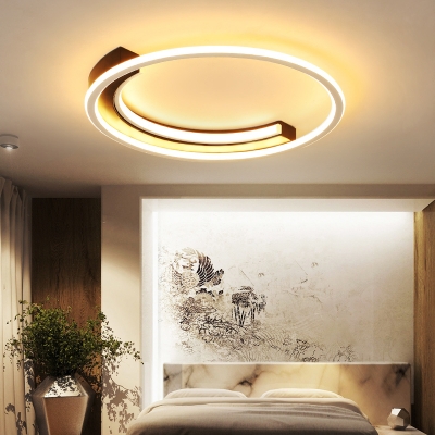 Circle Ring Flush Mount Ceiling Light Contemporary Integrated Led Flush Lamp in Black, Warm/White Light