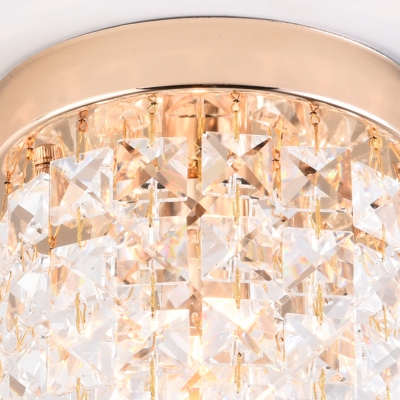 Faceted Crystal 2 Tiers Flush Mount Ceiling Light Contemporary 1 Light Mini Flushmount in Copper