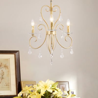 Modern Candle Hanging Lamp with Clear Crystal Prism 3/6/8/10 Lights Gold Chandelier Lighting