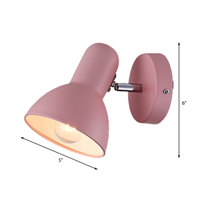 Nordic Dome Wall Lighting Rotatable 1 Light Metal Reading Light in Black/Blue/Pink/White/Yellow for Study Room