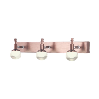 Rotatable Orb Vanity Lighting with Clear Glass Shade 1/2/3-Light Traditional Copper Led Bathroom Lighting, Warm/White Light