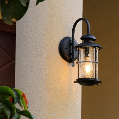 Satin Black Cylinder Wall Light Fixture Warehouse Metal Cage 1 Light Wall Lamp for Outdoor