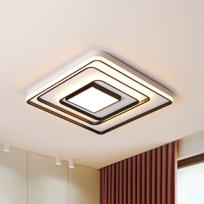 Square/Rectangle Frame Flush Ceiling Light Led Modern Flush Mount Ceiling Light in Black Finish, 16
